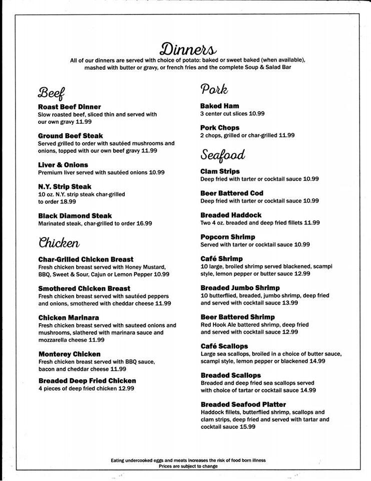 Menu at The Corner Cafe, Ulysses, 501 N Main St