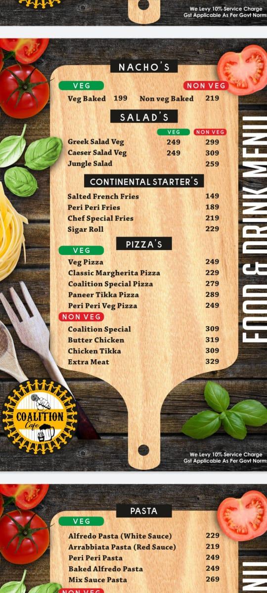 Coalition Cafe menu