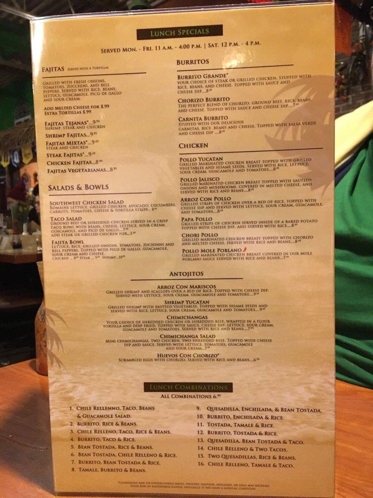 Menu at Las Palapas Mexican Restaurant, Livonia