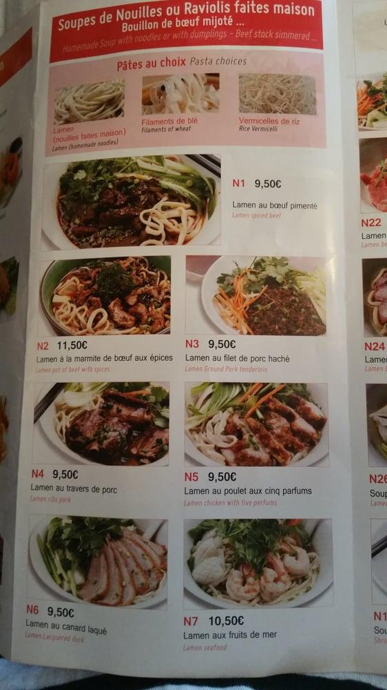 Menu at My Noodles restaurant, Paris