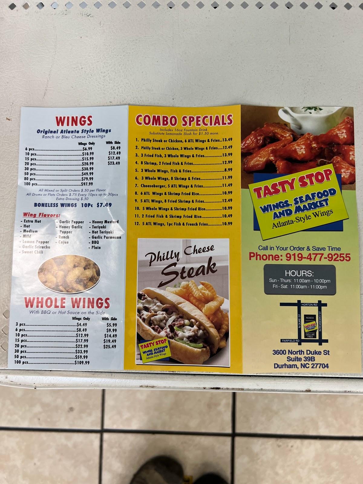 Menu at Tasty Stop restaurant, Durham