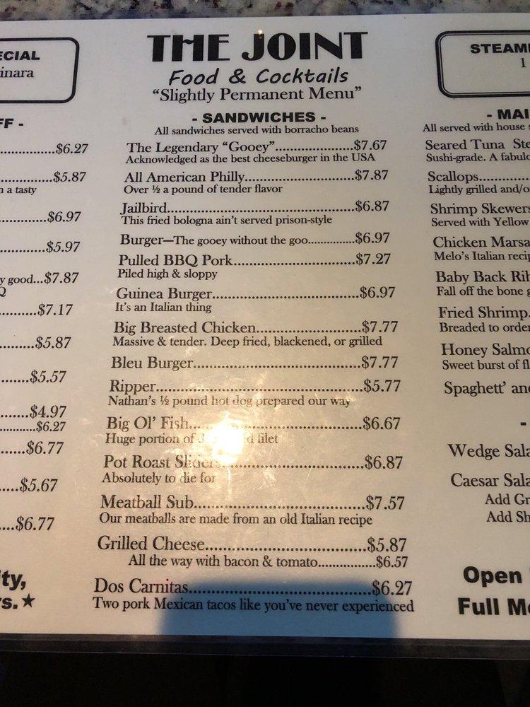 Menu At The Joint St. Pete Pub & Bar, Saint Petersburg