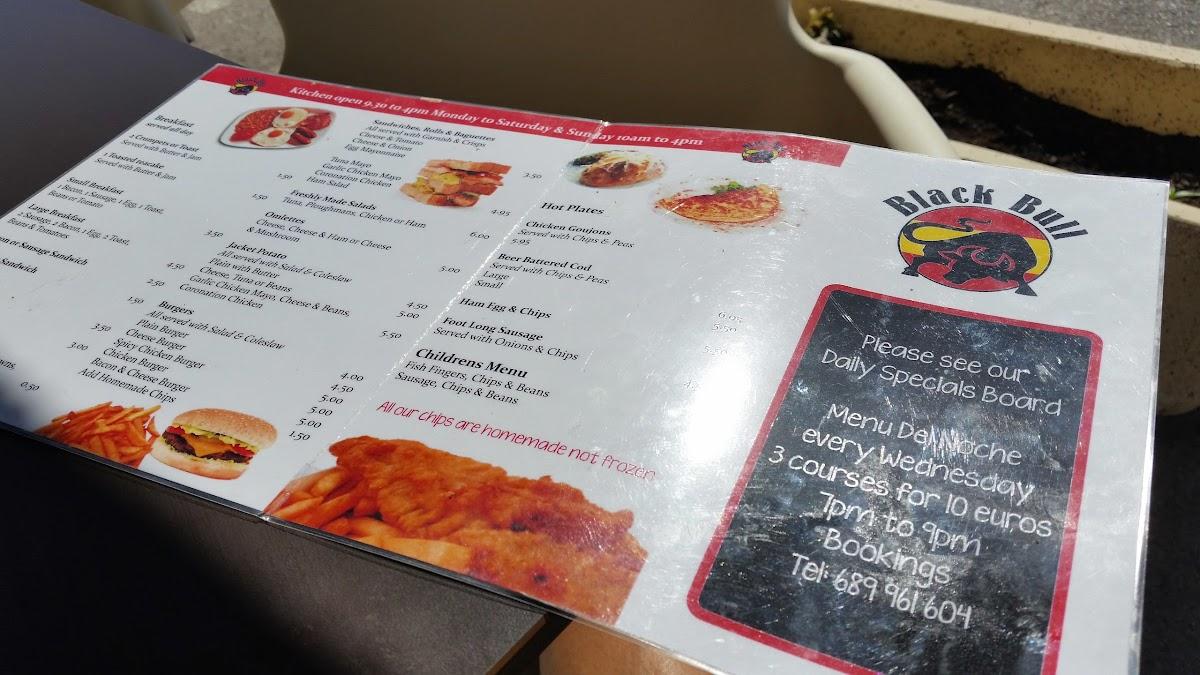 Menu at Black Bull Camposol restaurant, El Saladillo, C. Jara