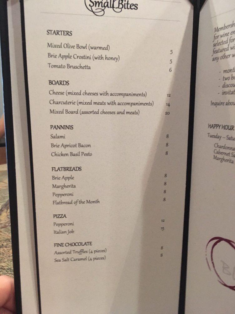 Menu at Blend Wine Room pub & bar, Visalia
