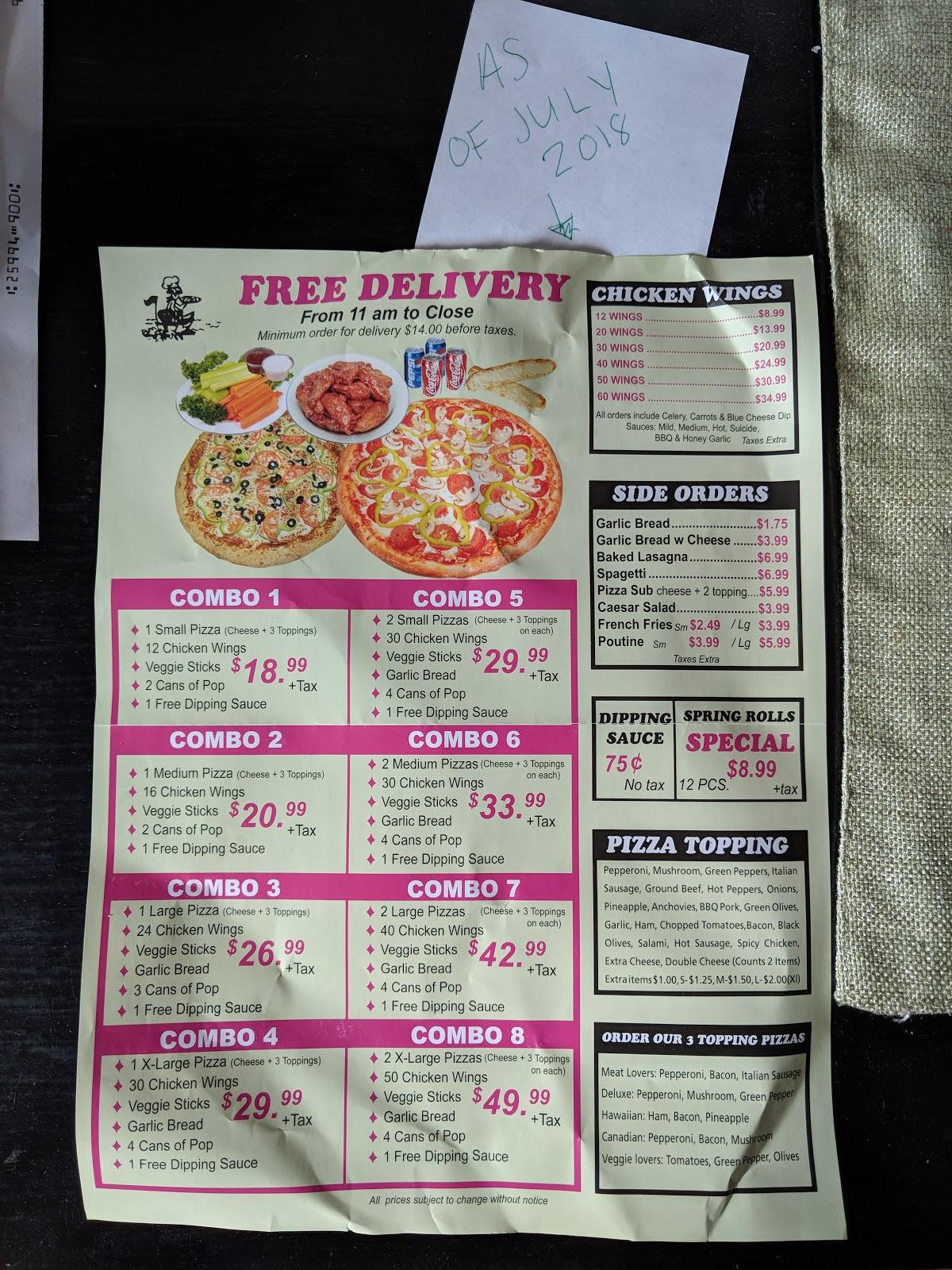 Menu at Weston Pizza And Wings pizzeria, Hamilton