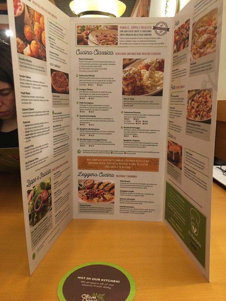 Menu At Olive Garden Restaurant Mexico City Coyoacan Oasis