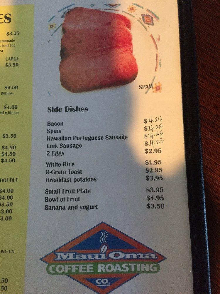 Menu at Sunrise Cafe, Lahaina