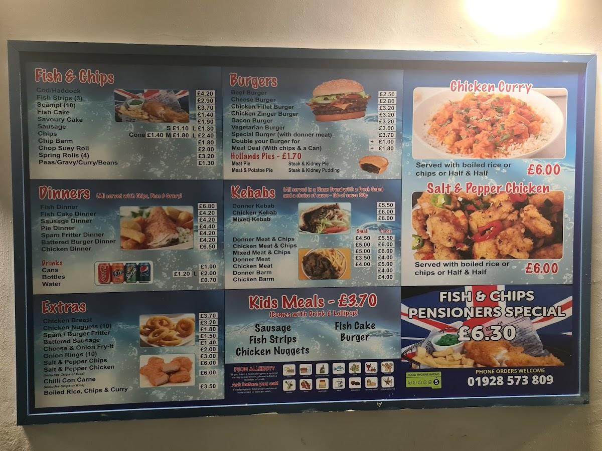 Menu at Festival way Fish Bar, Runcorn