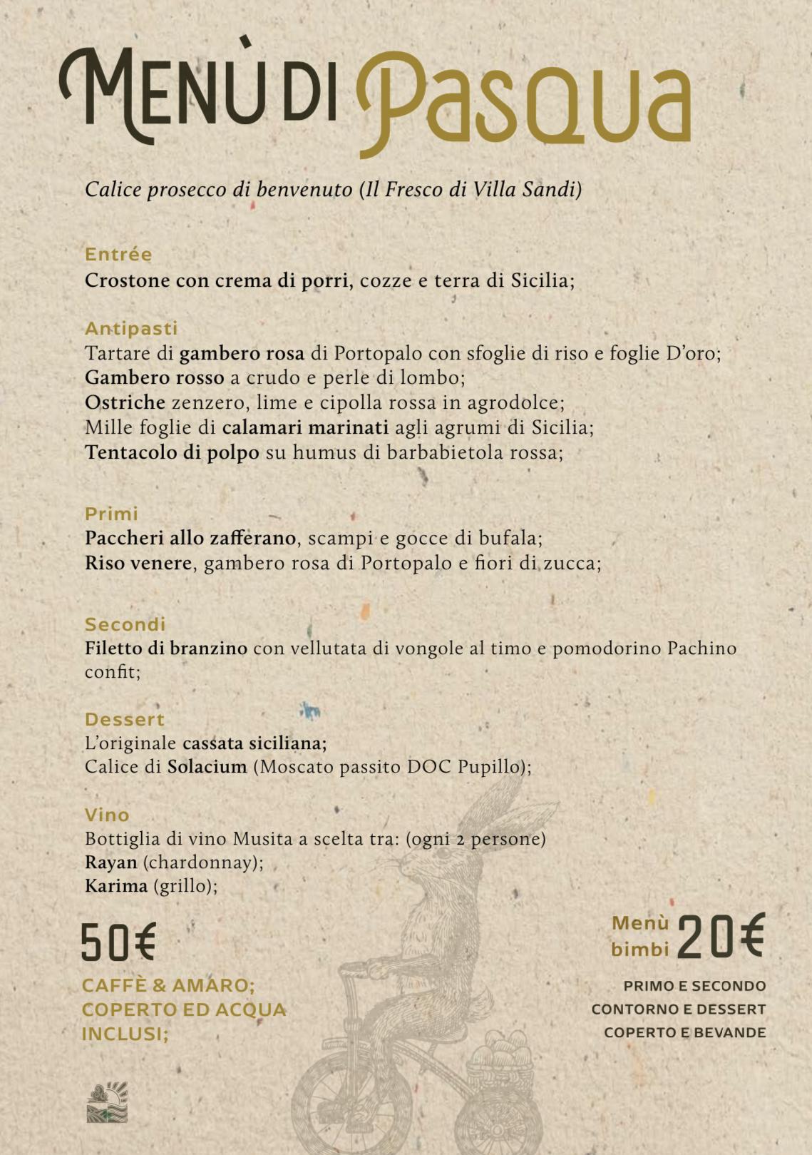 Menu de Segreta Sicilia Retrò