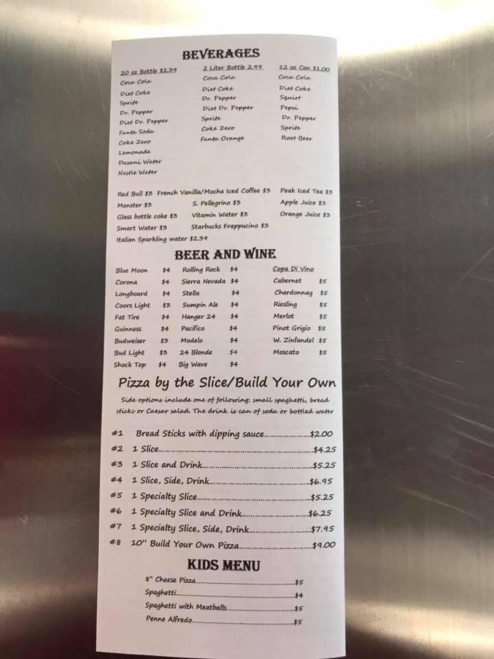 Menu at Pizza Peel pizzeria, Cathedral City
