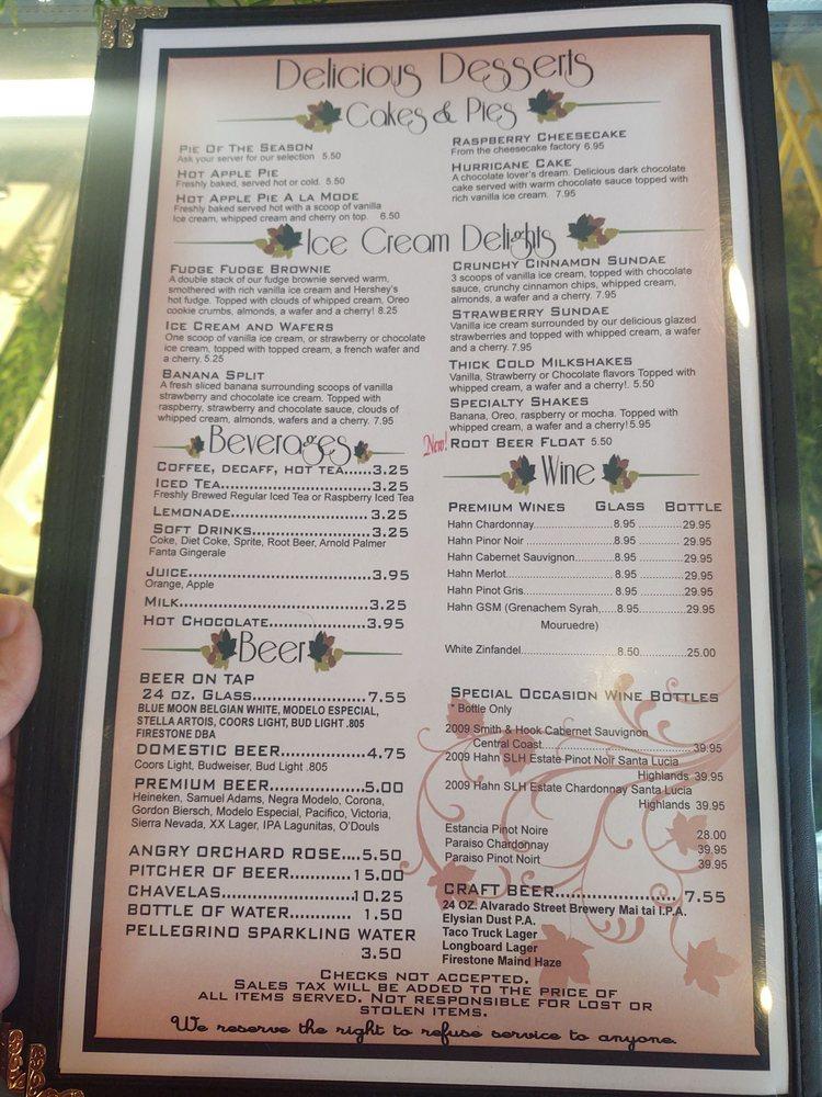Menu at The Windmill Restaurant, Soledad