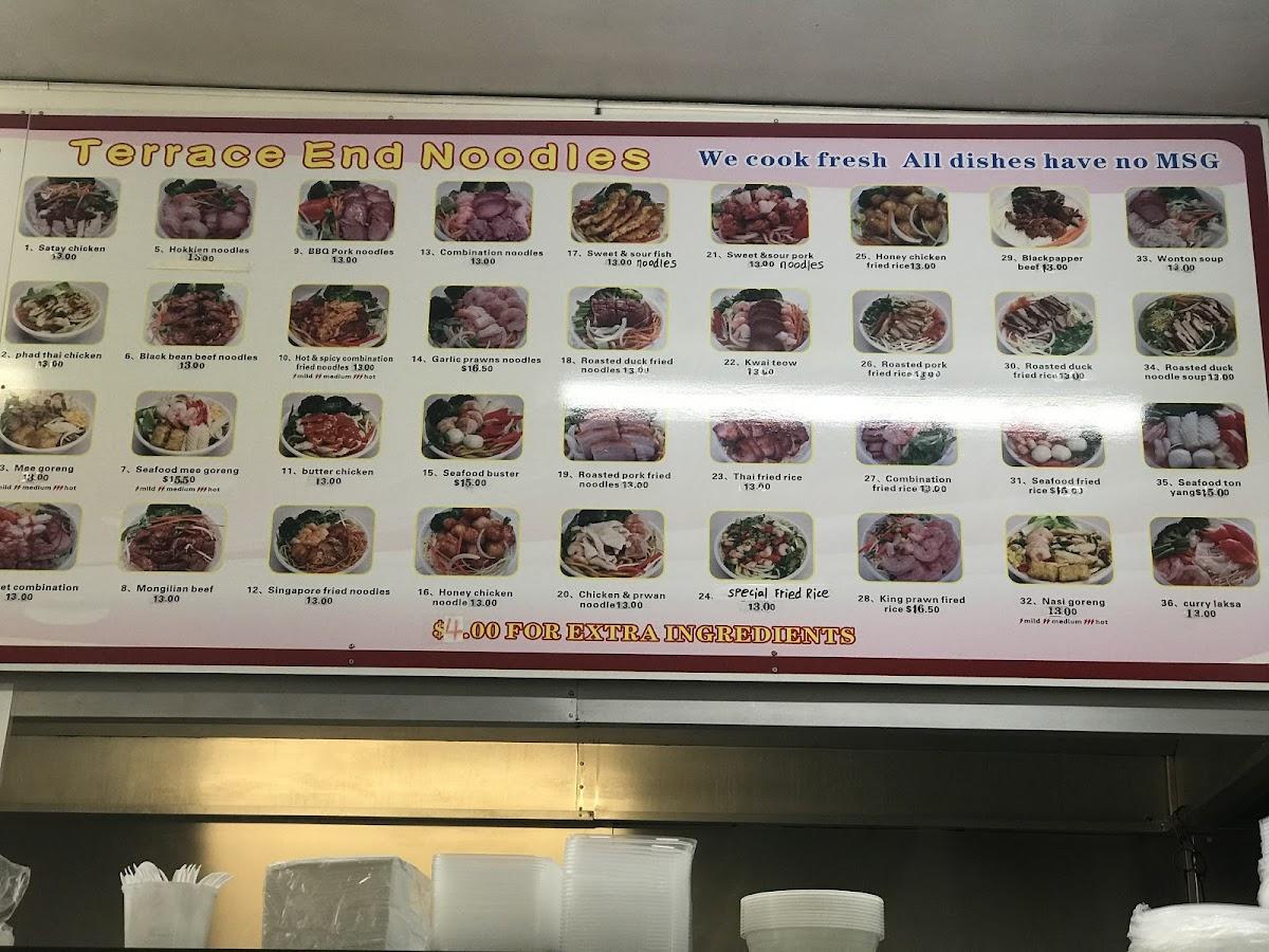 Menu at Terrace End Takeaways fast food, Palmerston North