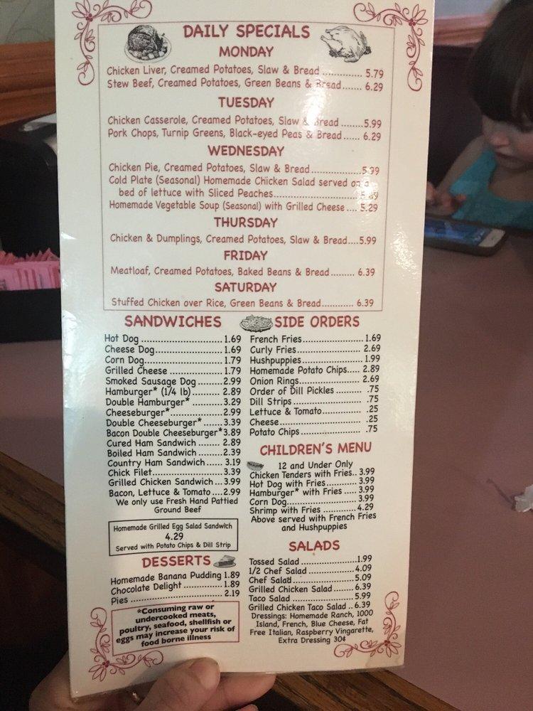 Menu at P & J's Diner restaurant, Asheboro
