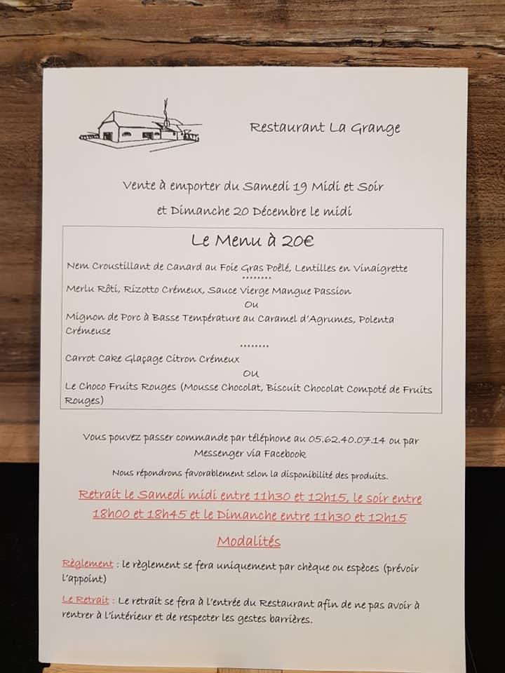 Menu au Restaurant La grange, SaintLarySoulan