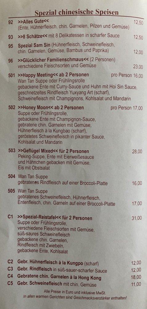 Menu at China Restaurant King Sing, Essen