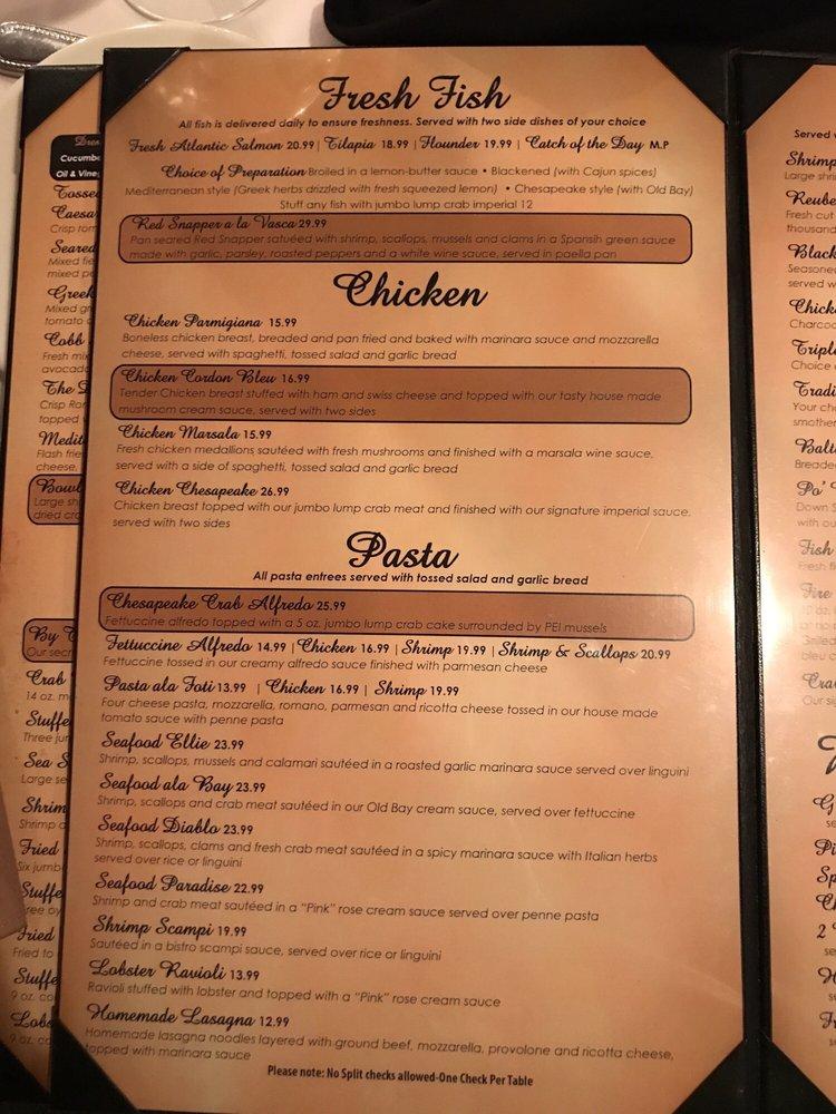 Menu at By The Docks Seafood Restaurant, Middle River