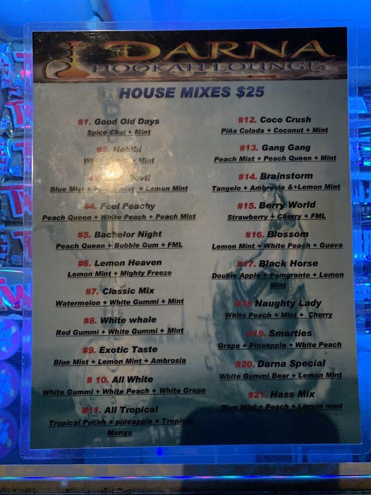 Menu at Darna Hookah Lounge pub & bar, Sacramento