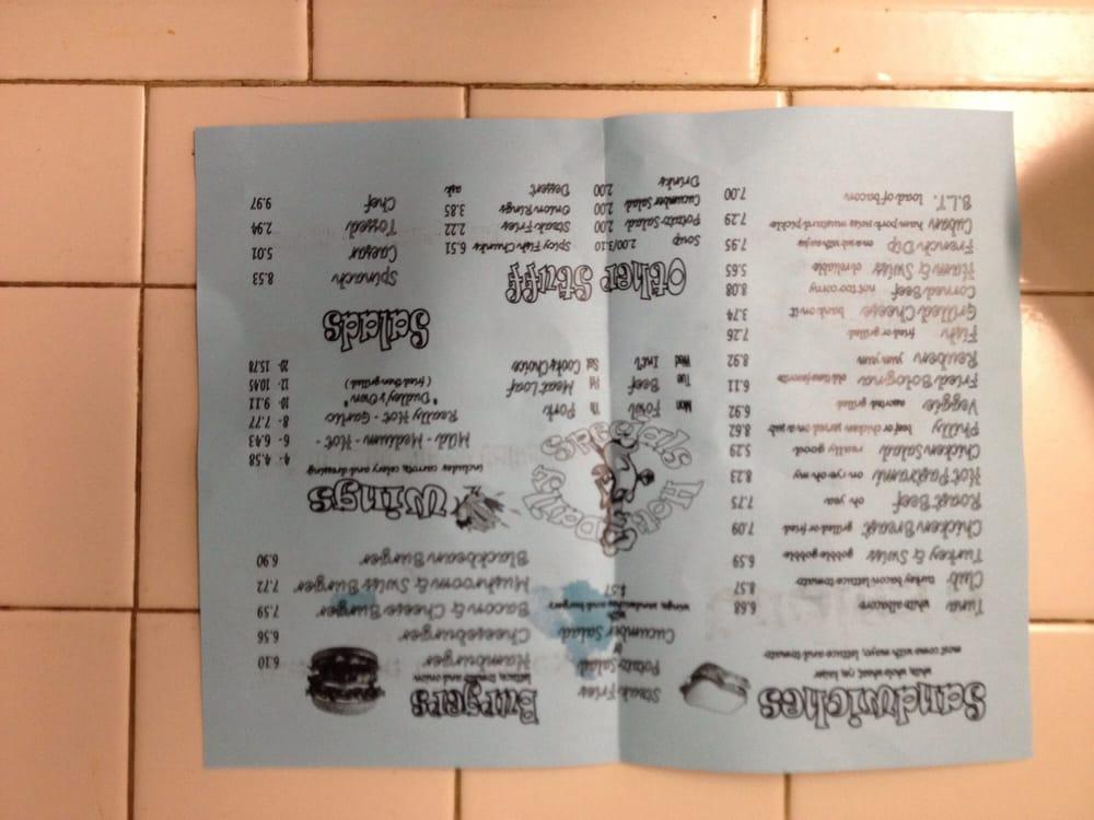Menu at Dudley's restaurant, DeLand