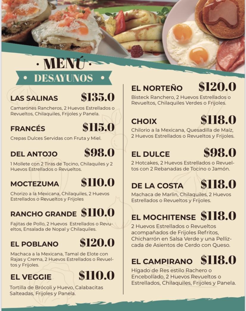 Menu at HOTEL CORINTIOS restaurant, Los Mochis