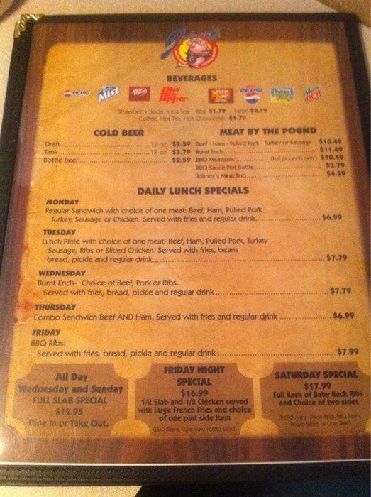 Menu At Johnny's BBQ, Mission