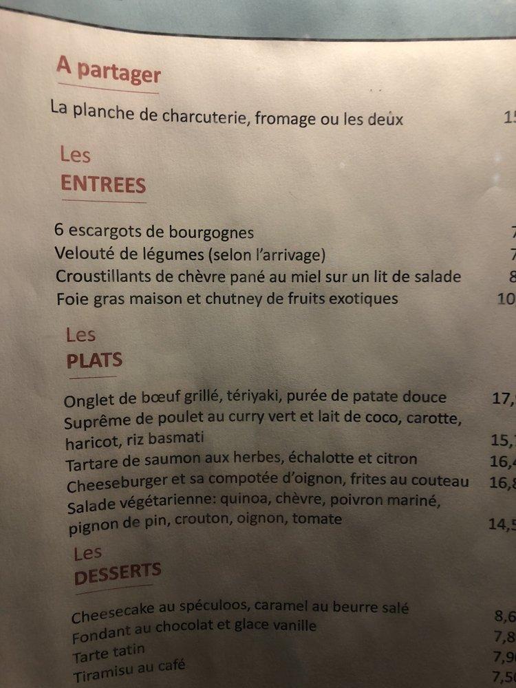 Menu at Les Frangins restaurant, Paris, 3 Rue des Gobelins