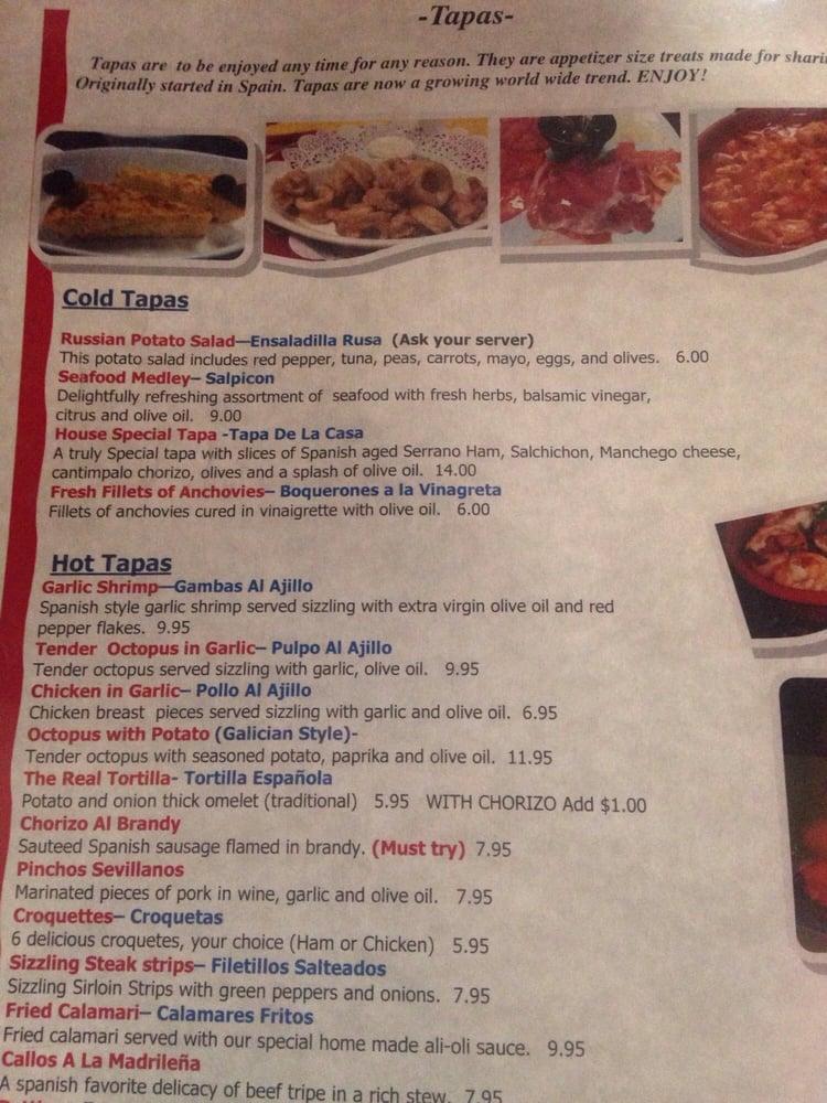 Menu at Paella House restaurant, Orlando