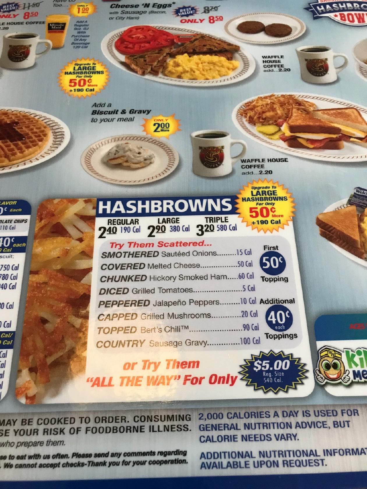 Menu at Waffle House 521 restaurant, Fort Collins, E Mulberry St