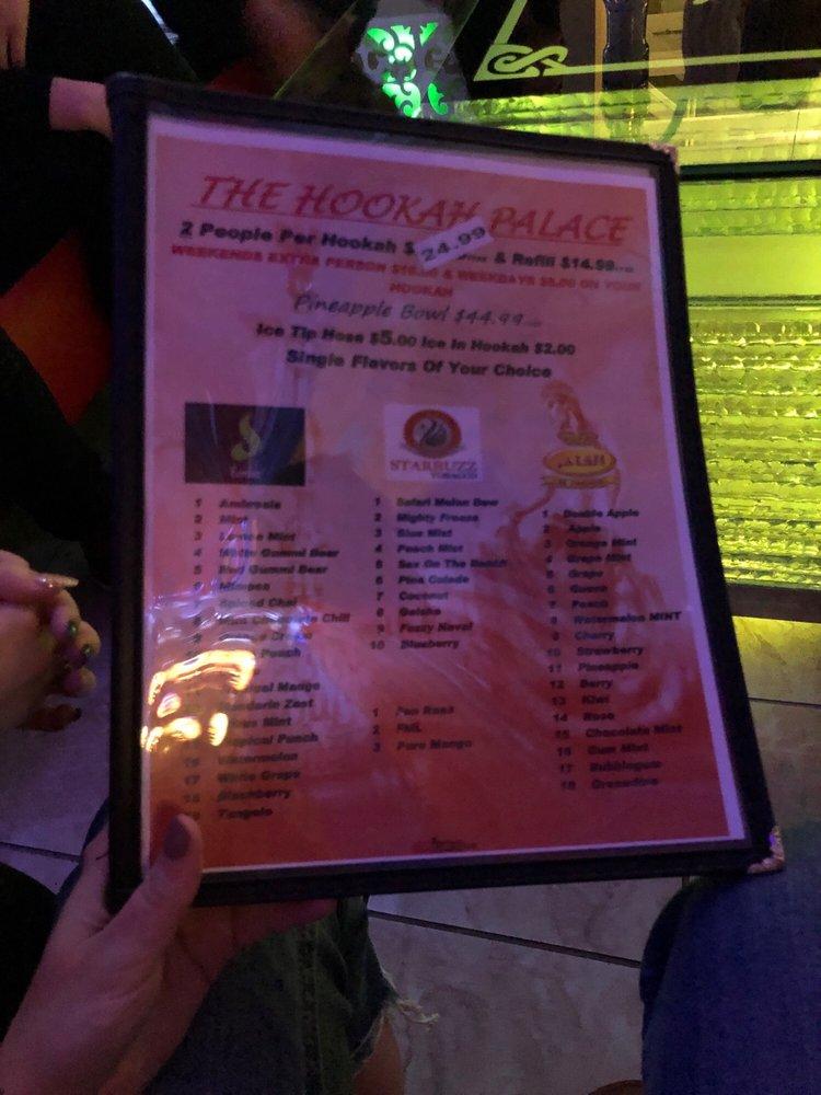 Menu at The Palace Hookah Lounge pub & bar, Sacramento, J St 120