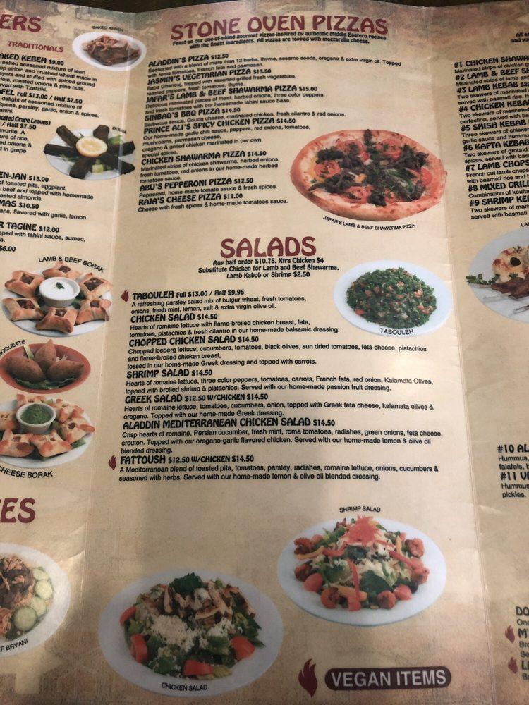 Menu at Aladdin Hillcrest restaurant, San Diego, Vermont St