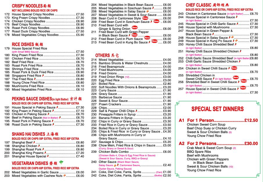 Menu at Golden House Throckley Chinese fast food, Newcastle upon Tyne