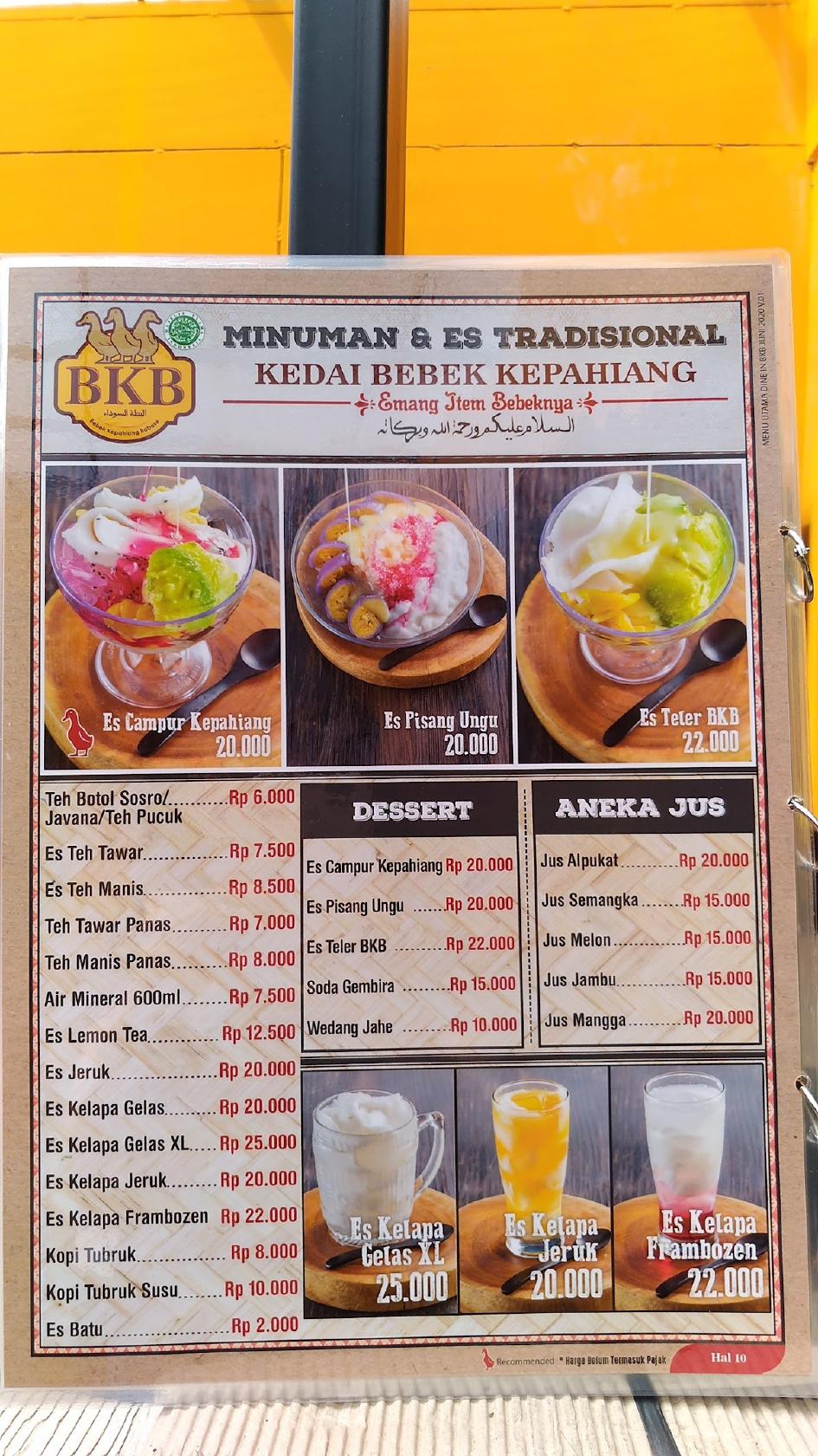 Menu at Bebek Kepahiang Babase BKB - Ciledug restaurant, South Jakarta