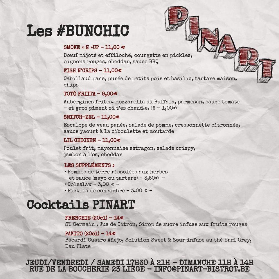Menu de Pinart le bistro