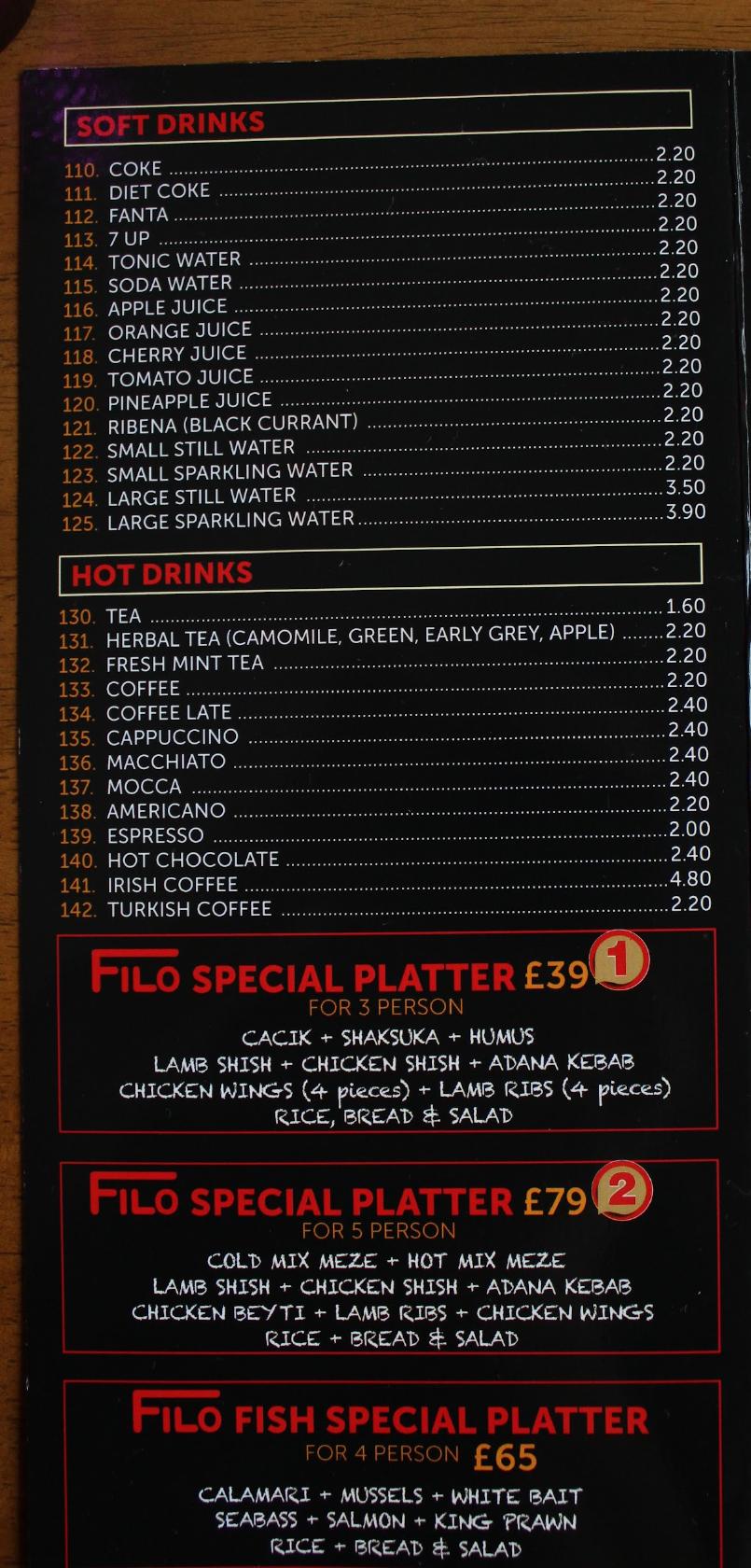 Menu at Filo Mediterranean Kitchen restaurant, Chesham