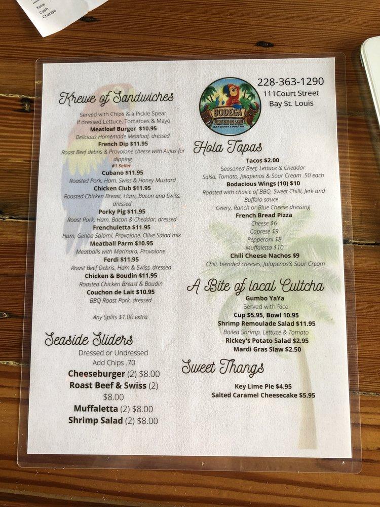 Menu at Parrot Head Bar & Grill, Bay Saint Louis