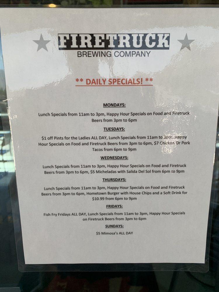 Menu at Firetruck Brewing Company BBQ, Oro Valley, N Oracle Rd 110
