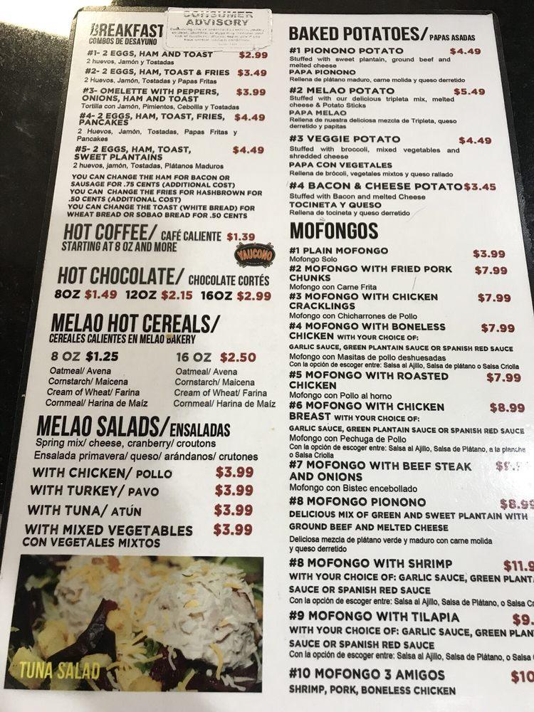 Menu at Melao Bakery - Orlando, Orlando, Consulate Dr