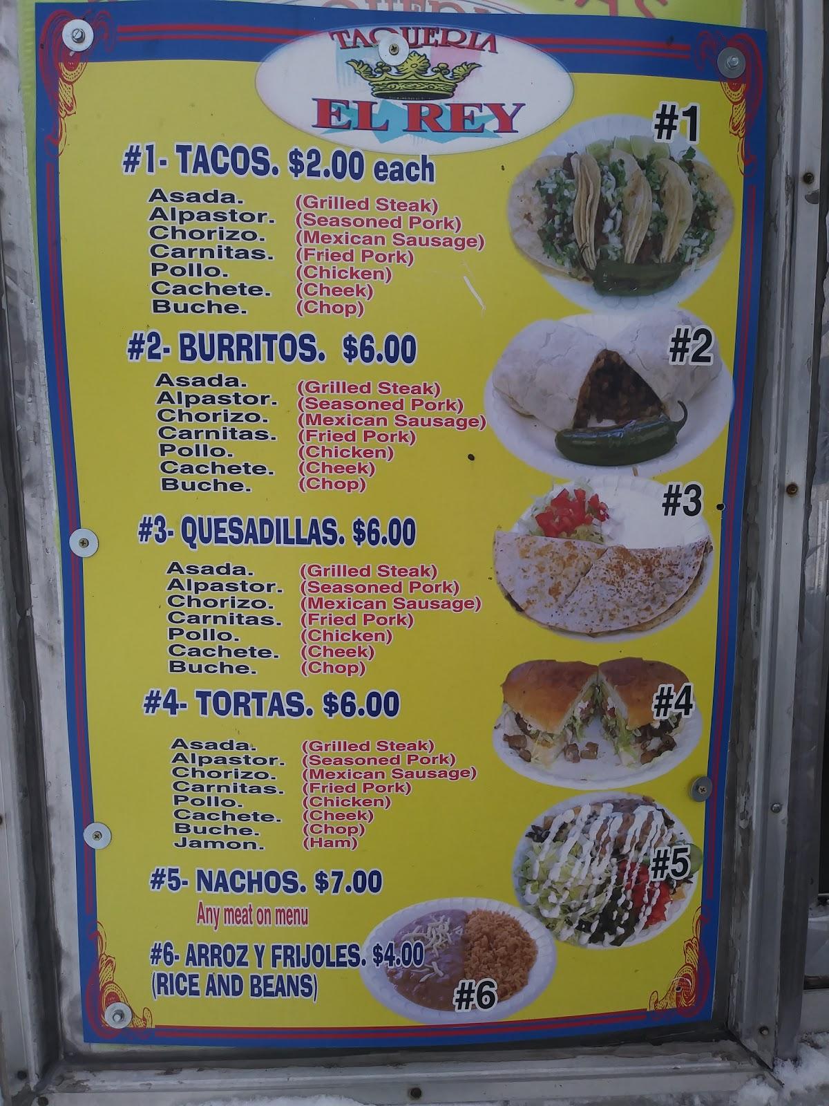 Carta del restaurante Taqueria El Rey Taco Truck, Omaha, 2699 Leavenworth St