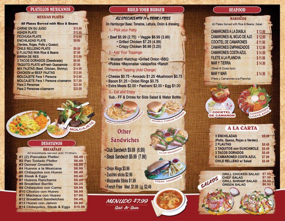 Menu at Guadalajara Xpress And Famous Burgers restaurant, El Monte