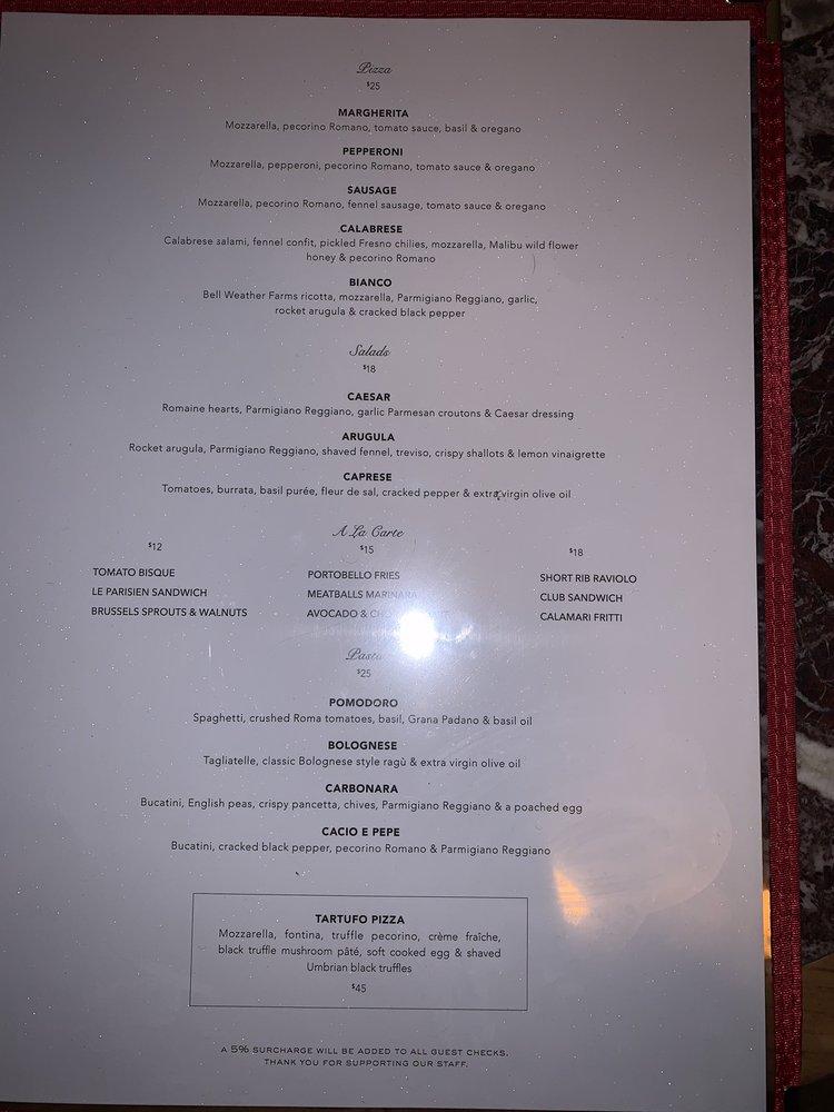 Menu at Bottega Louie WEHO desserts, West Hollywood, Santa Monica Blvd