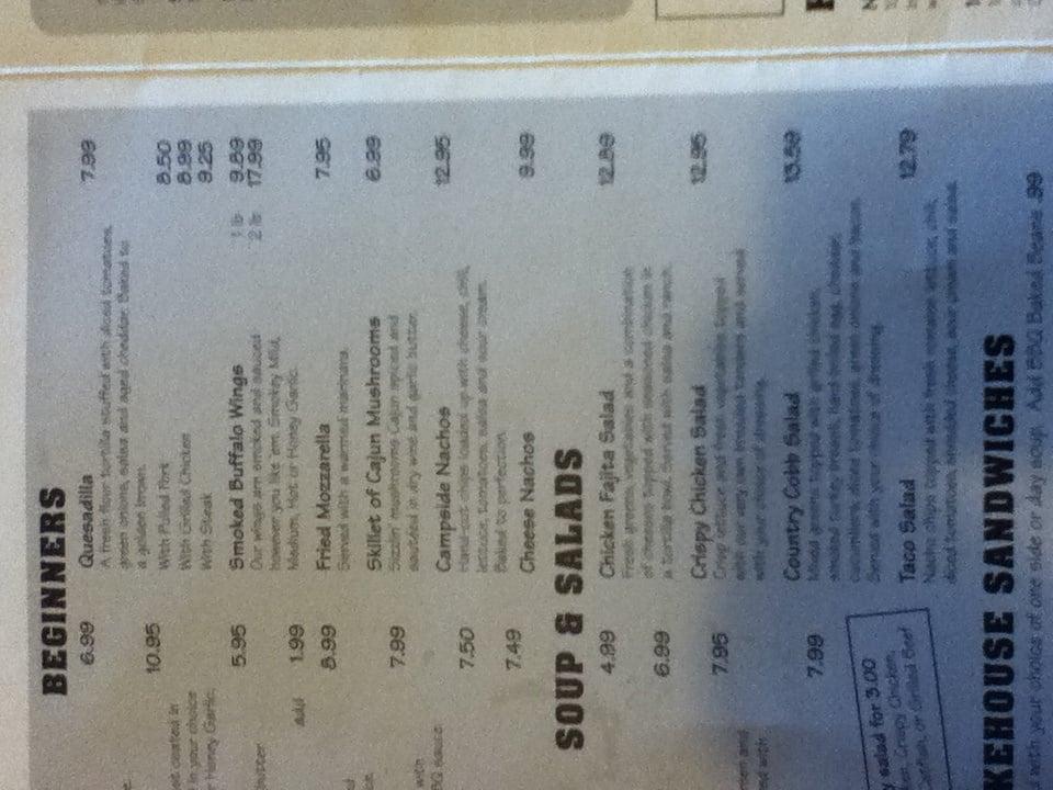 Menu au Camp 31 BBQ, Comté de Brant