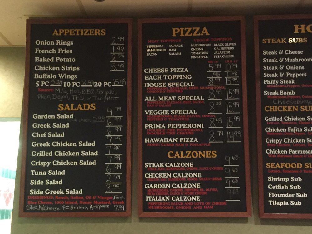 Menu at Mig's Pizza Castle pizzeria, Saluda