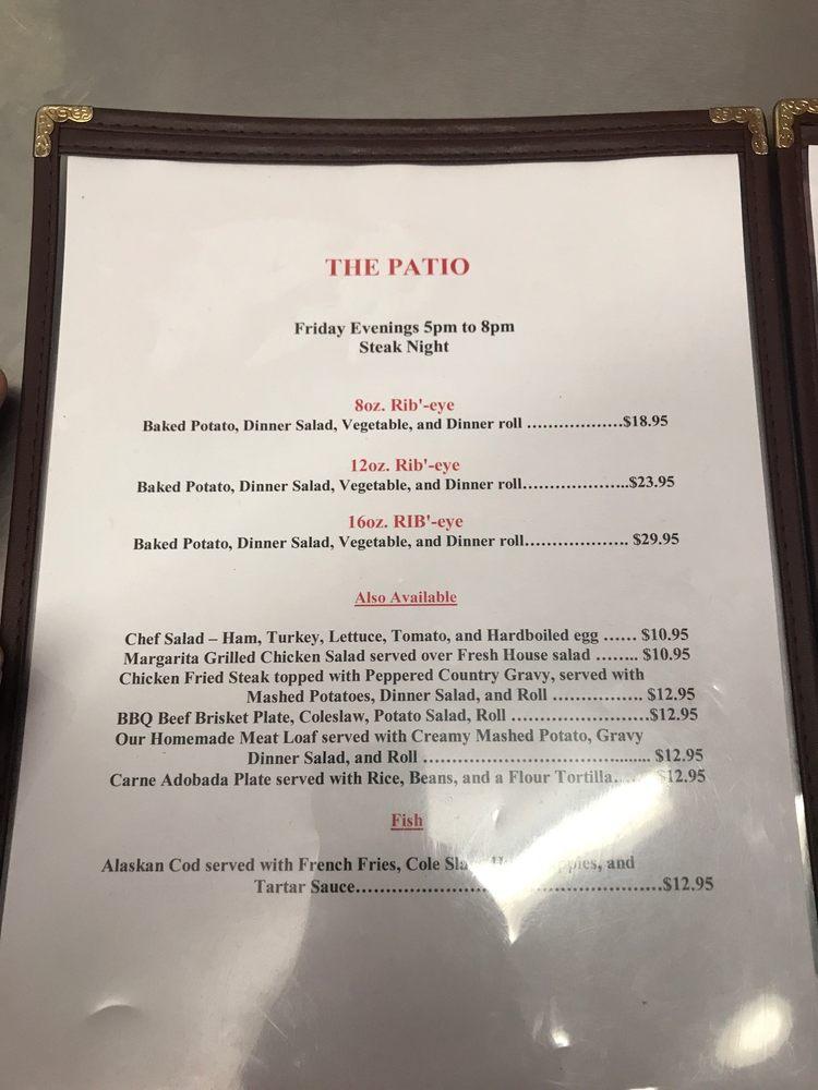 Menu at The Patio Restaurant, Hurley