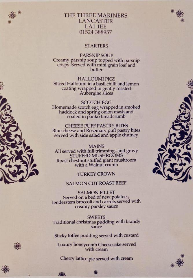 Menu at The Three Mariners, Lancaster pub & bar, Lancaster