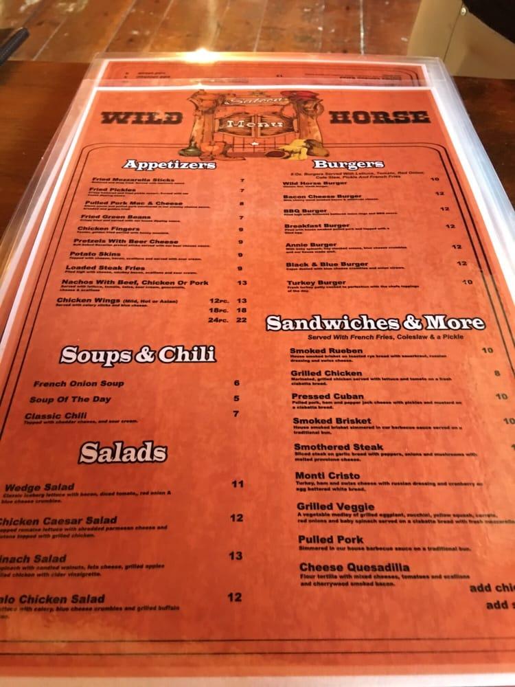Menu at Wild Horse Saloon steakhouse, Queensbury, 5 Mill Rd