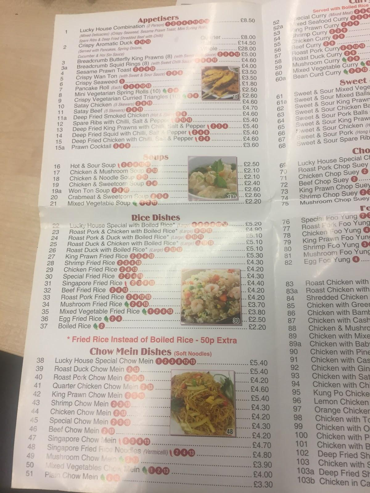 Menu at The Lucky House fast food, Attleborough