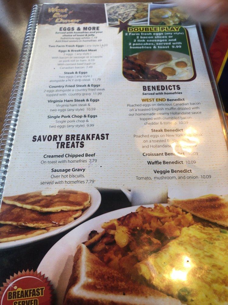 Menu at West End Diner restaurant, Brodheadsville, US209