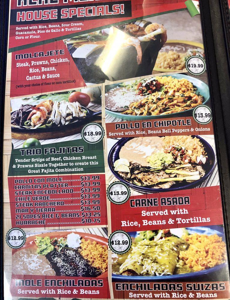 Menu at El Molcajete restaurant, Cloverdale