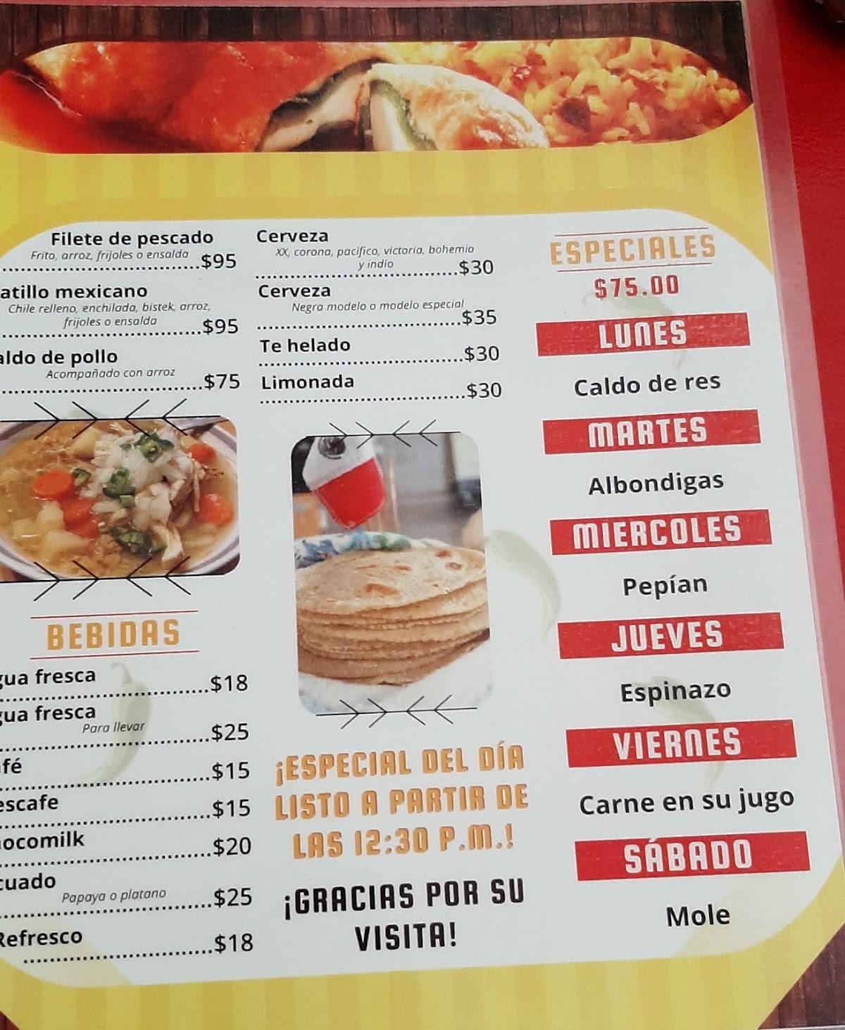 Menu at Chile Verde restaurant, Ajijic