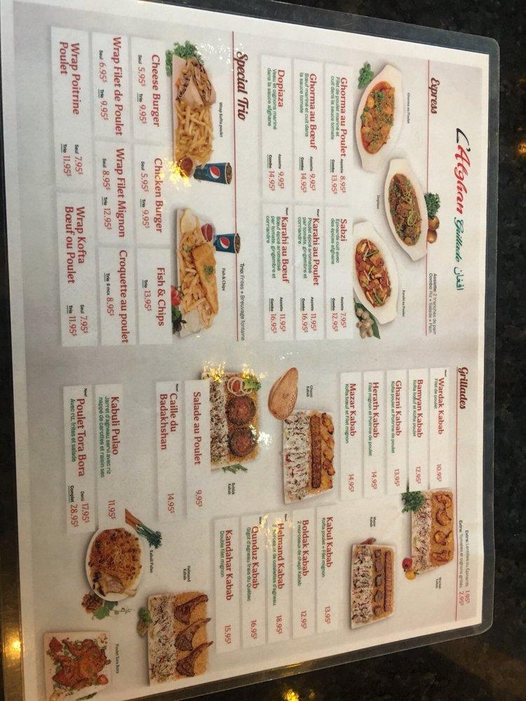 Menu at L'AFGHAN GRILLADE - Kababs /Shish-taouk / Burgers / Poutine ...