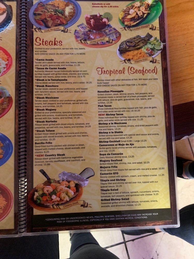 Menu at Los Maguey Mexican Restaurant, Summerville